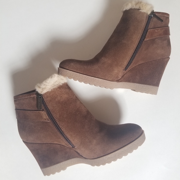 AQUATALIA Christa Suede Ankle Weatherproof Booties in Chestnut, Size 7 1/2 - Picture 6 of 7